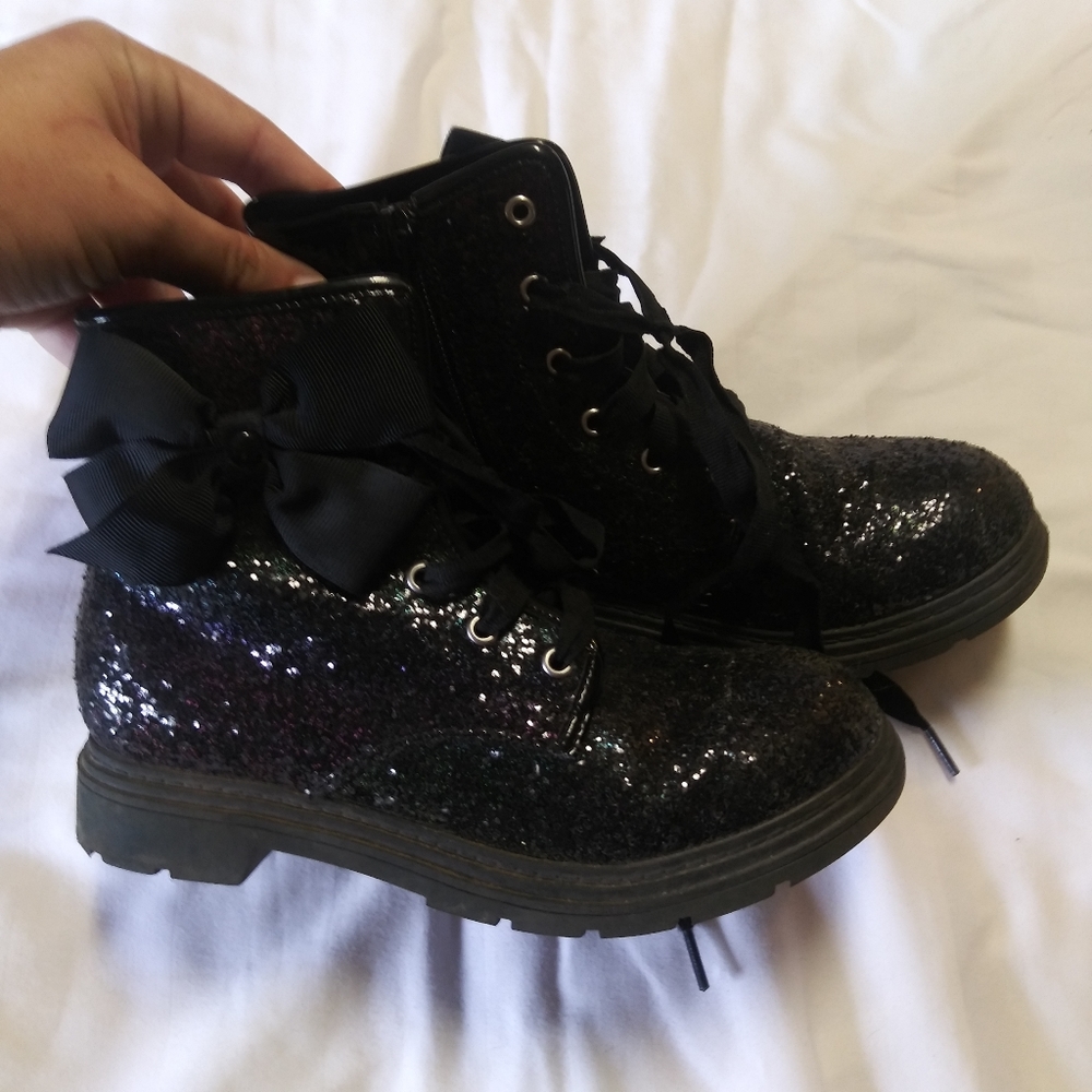 Jojo Siwa black sparkles high top boots size 1